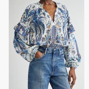 FARM Rio
Ana Tapestry Cotton Blend Ruffle Top